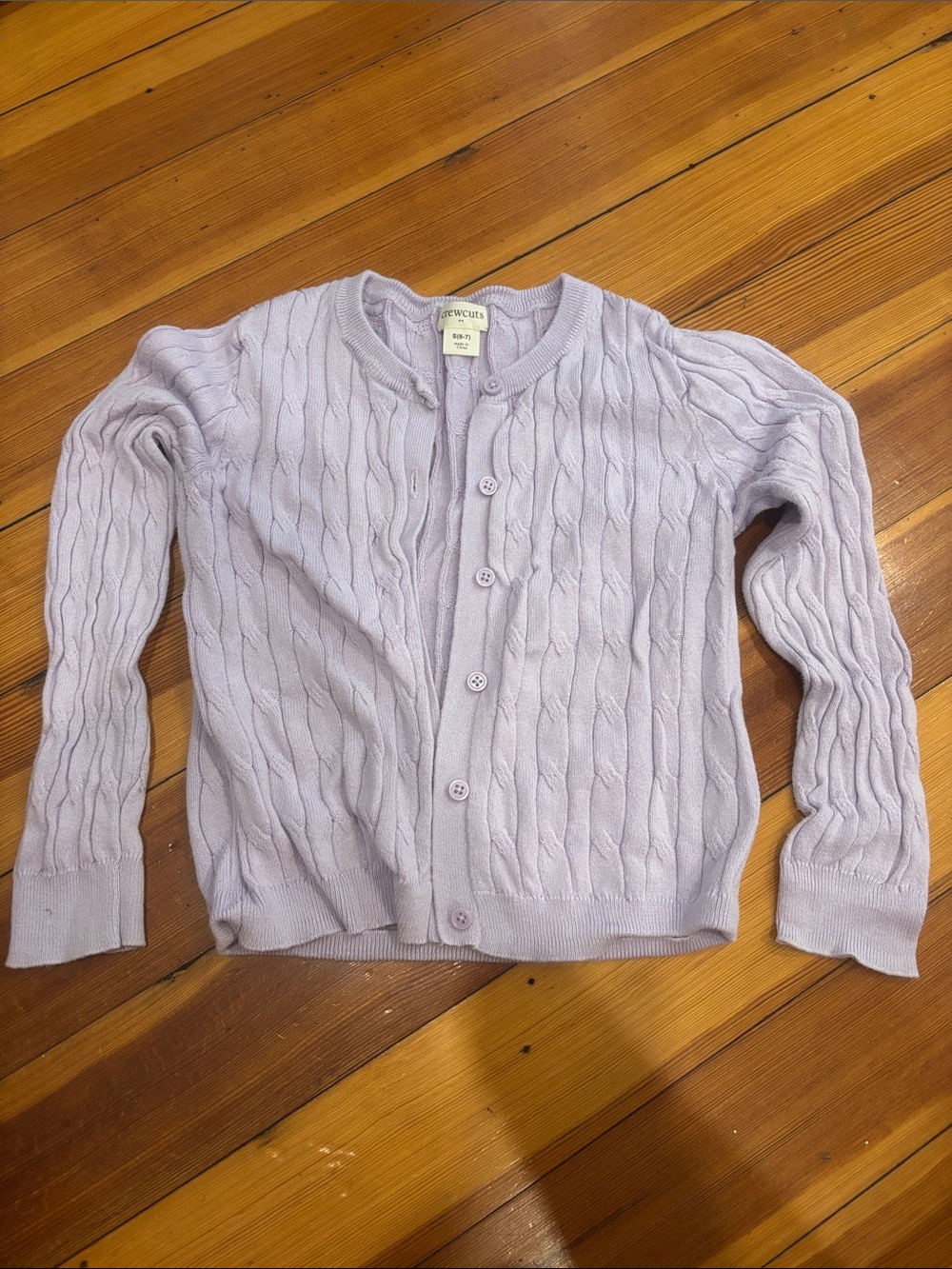 Crewcuts Lavender Cable-Knit Button Cardigan - Size 6/7